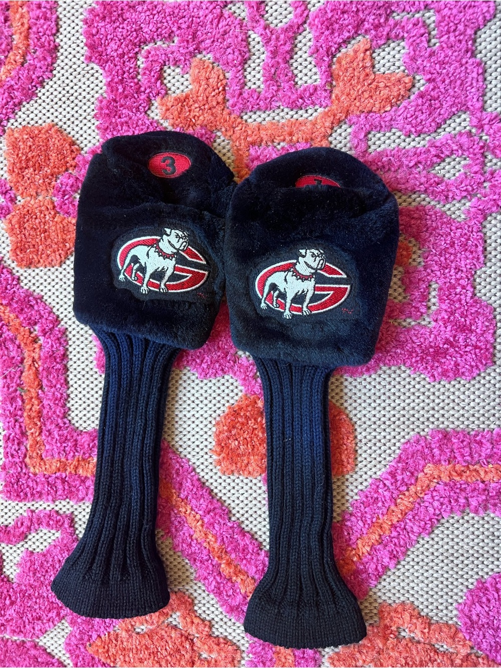 Georgia bulldogs Black Plush Golf Club Headcovers with Mascot Logo